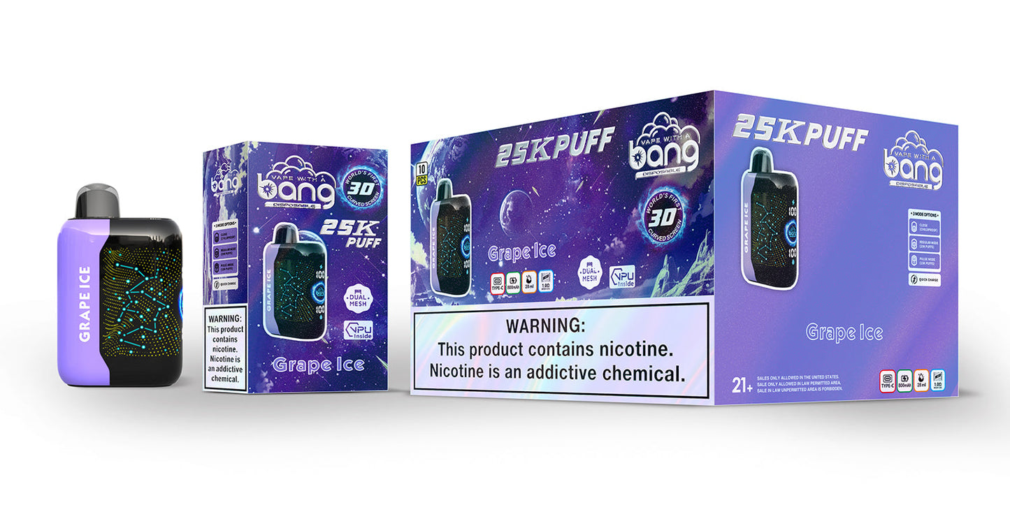 Bang Starry 25000 Puffs 25K Smart Full Screen Turn Ice Wholesale Disposable Vape Puff Prefilled Pod