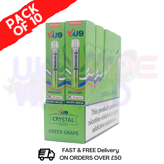 Green Grape - Crystal Bar Puffs 600 VU9 Box Of 10