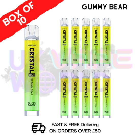 Gummy Bear - Crystal Bar Puffs 600 SKE Box Of 10 - Β£26.99