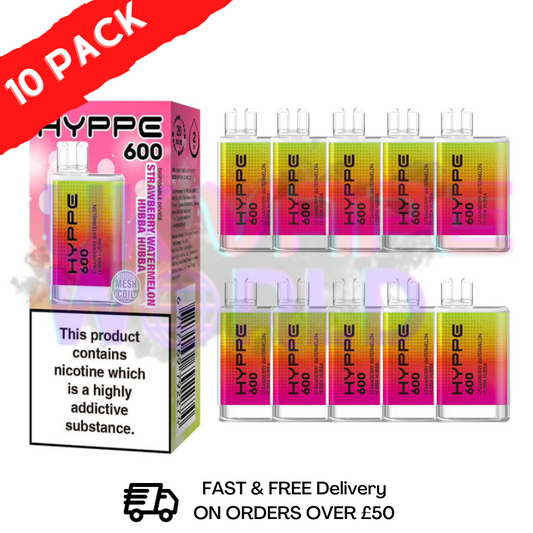 Strawberry Watermelon - HYPPE BAR Puffs 600 Pack Of 10 Disposable Bars