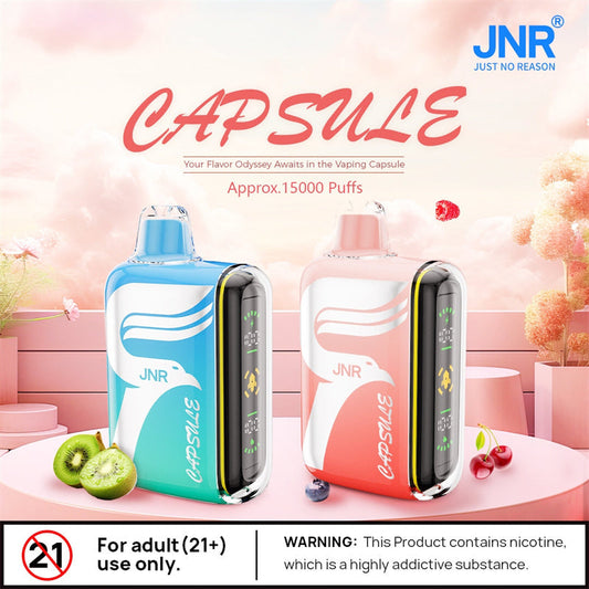 Jnr Capsule 15000 Puffs Disposable Vape Box Puff Bar Dual Mesh Coil Electronic Cigarette-850mAh Battery, 20ml E-liquid, Multiple Nicotine 20a Flavors