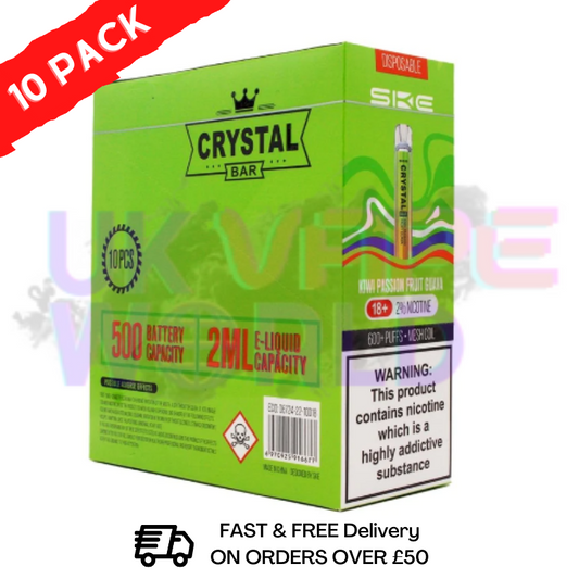 Kiwi passion fruit guava - Crystal Bar Puffs 600 SKE Box Of 10 - £26.99