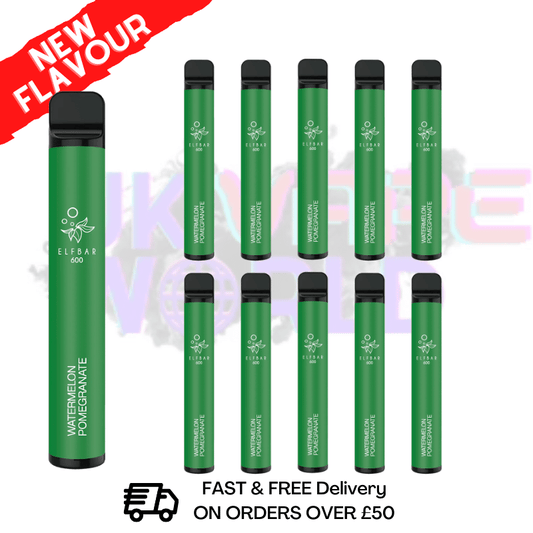 Elf Bar 600puff - Watermelon Pomegrante Flavour Box of 10