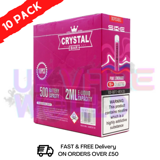 Pink lemonade - Crystal Bar Puffs 600 SKE Box Of 10 - £26.99