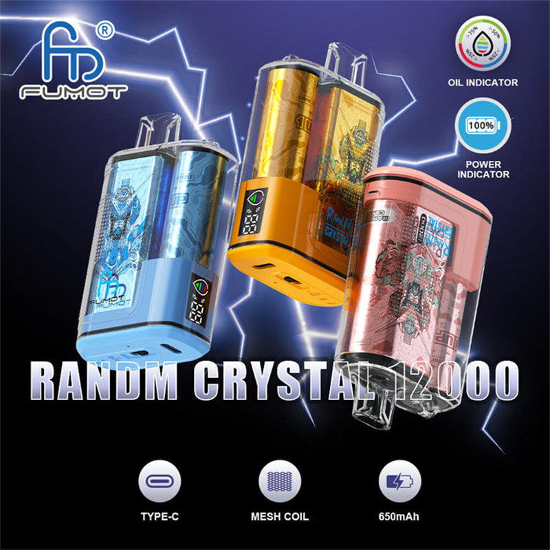 Fumot Randm Crystal 12k Puff Electronic Cigarette Disposable Vape 12000 Puffs With Power Indicator
