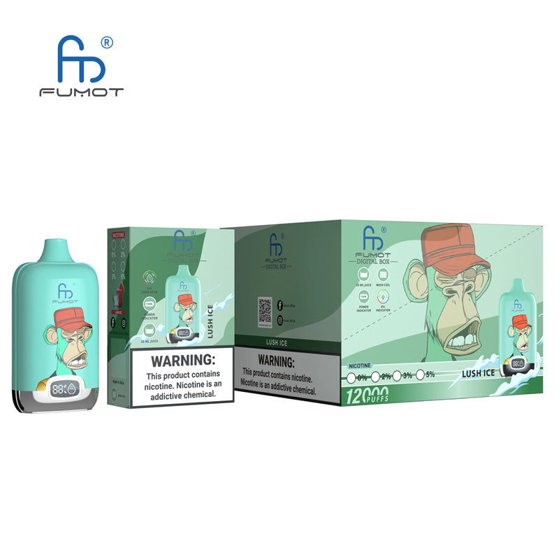 12000 Puffs Disposable Vape - Fumot Digital Box with 20mL & RGB Lights