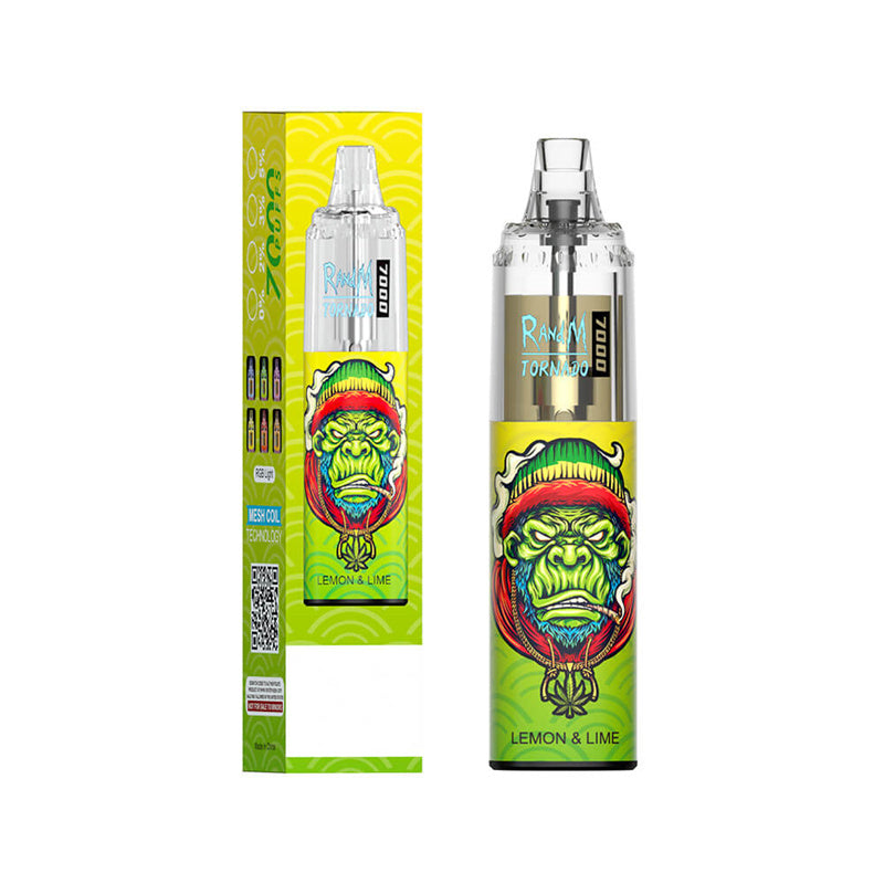 7000 Puffs Disposable Vape - RandM Tornado 14mL, RGB Lights, 56 Flavors