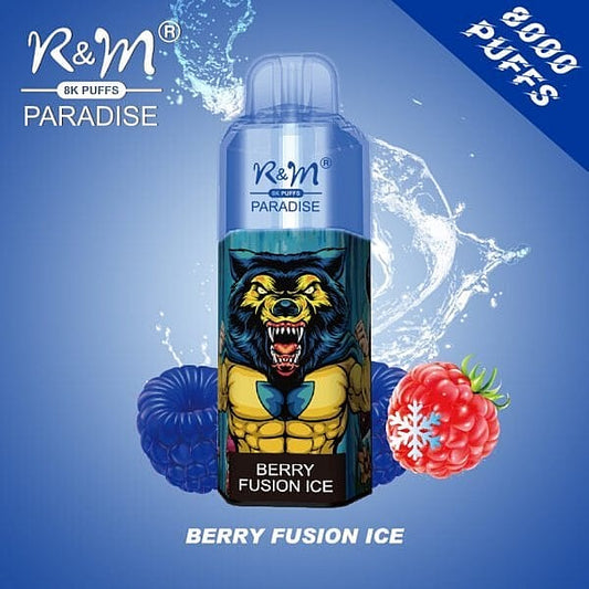 R&M Paradise 8000 puffs 0% 2% 3% 5% Nicotine Rechargeable Disposable vape