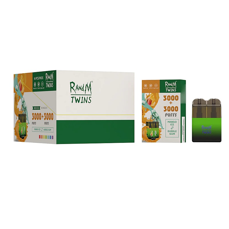RandM Twins 6000 Puffs 0% 2% 3% 5% Nicotine Rechargeable Disposable vape