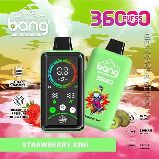 BANG 36K Puffs Smart Full Screen Turn Ice Wholesale Disposable Vape Puff 36k Prefilled Pod– 850mAh Battery, 36mL E-Liquid, 0% to 5% Nicotine Options 12 Flavors