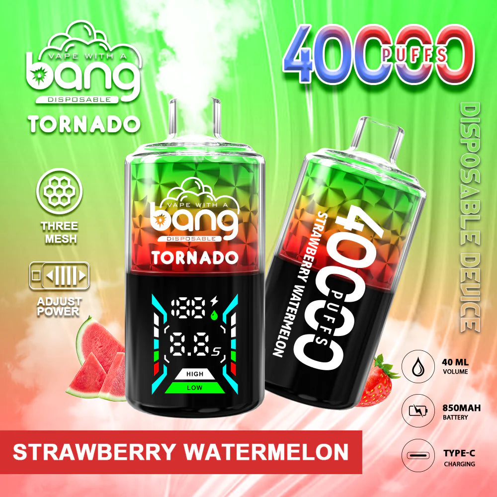 Bang Tornado 40000 Puffs Disposable Vape – 850mAh Battery, 40ml E-liquid, Multiple Nicotine 12 Flavors