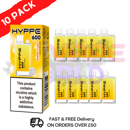Triple mango HYPPE BAR Puffs 600 Pack Of 10 Disposable Bars