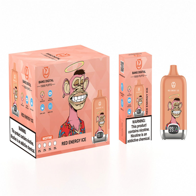EU Warehouse Original Uzy Bang Digital 15000 Puffs Factory Wholesale Price Disposable Vaporizer Vape Pen Kit-850mAh Battery, 20ml E-liquid, Multiple Nicotine a12 Flavorss