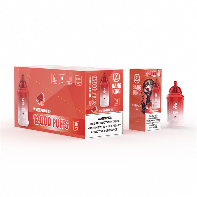 Uzy Bang King 12000 Puffs Disposable Vape E Cigarette 10 Flavors 0% 2% 3% 5%-650mAh Battery, 23ml E-liquid, Multiple Nicotine 12 Flavors