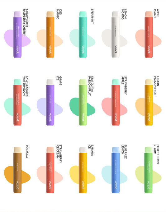 Vozol Star 600 puffs Disposable Vape Kit 20mg Nicotine 550mAh battery 15 Flavors