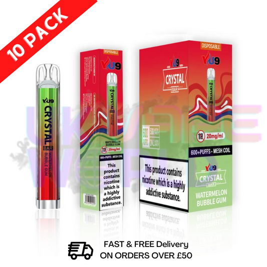 Watermelon Bubblegum Crystal 600 Puffs VU9 Box Of 10