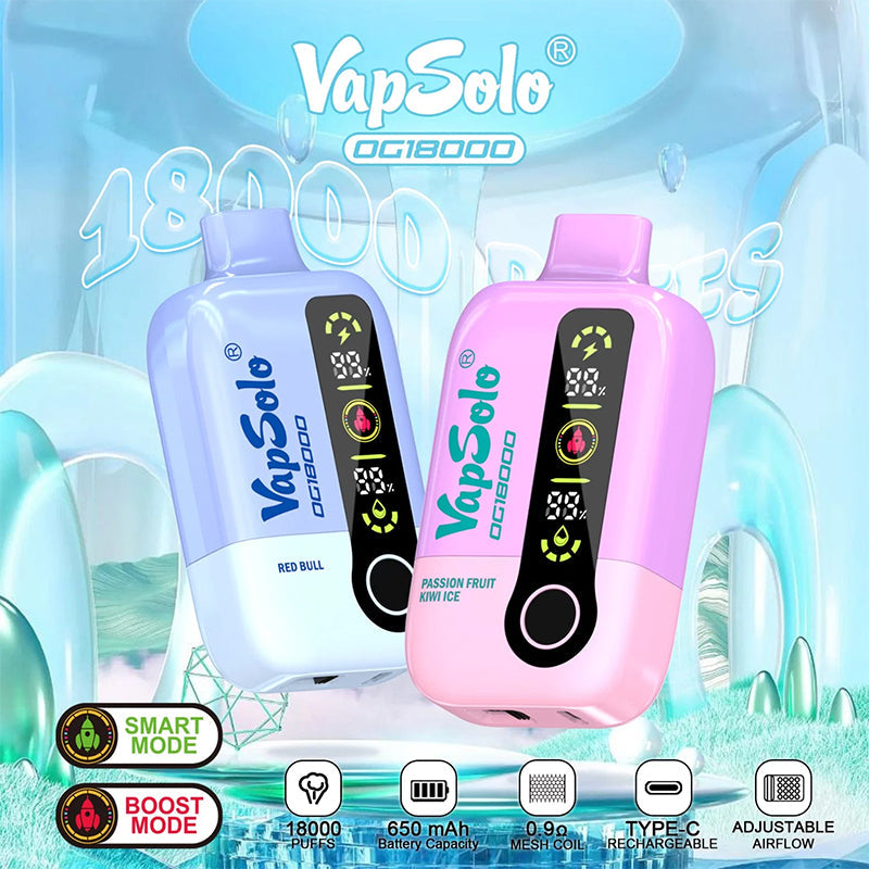 Vapsolo 18k Puffs Dg 18000 Airflow Adjust Great Flavors Digital Indicator Disposable Vapes 18000 Puff