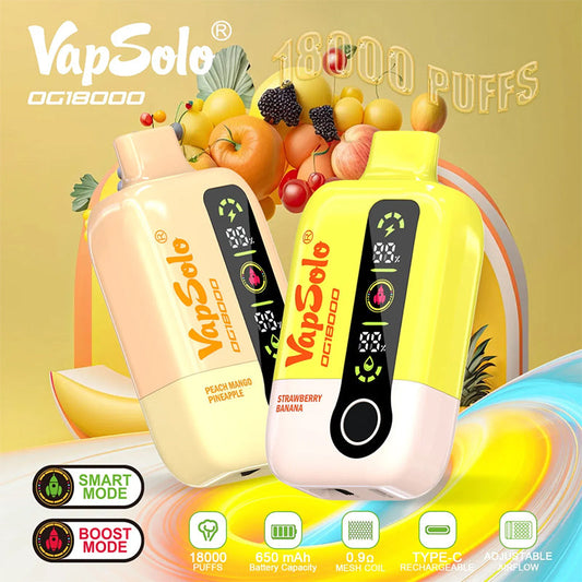 Vapsolo 18k Puffs Dg 18000 Airflow Adjust Great Flavors Digital Indicator Disposable Vapes 18000 Puff