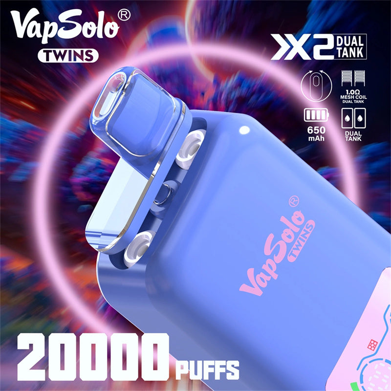 VapSolo Twins Disposable Vape Pen E Cigarette Prefilled 20ml 650mAh Disposable Vape 15 Flavors