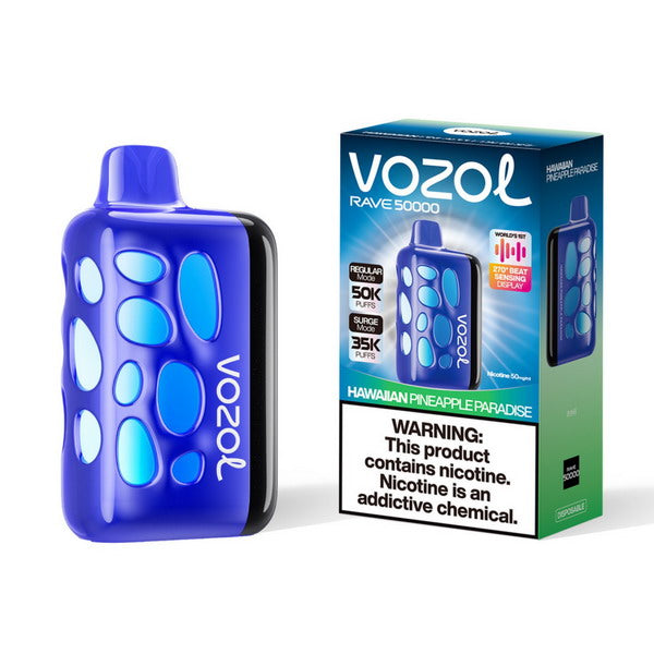 VOZOL Rave 50000 Puffs– Beat-Sensing Disposable Vape |5%Nicotine Strength 1000mAh Battery 15 Flavors