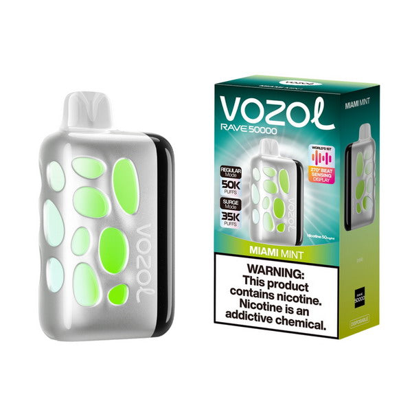 VOZOL Rave 50000 Puffs– Beat-Sensing Disposable Vape |5%Nicotine Strength 1000mAh Battery 15 Flavors
