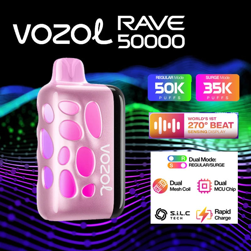 VOZOL RAVE 50000 Puffs Disposable Vape Wholesale-10000mAh Battery, 50ml E-liquid, Multiple Nicotine 15 Flavors