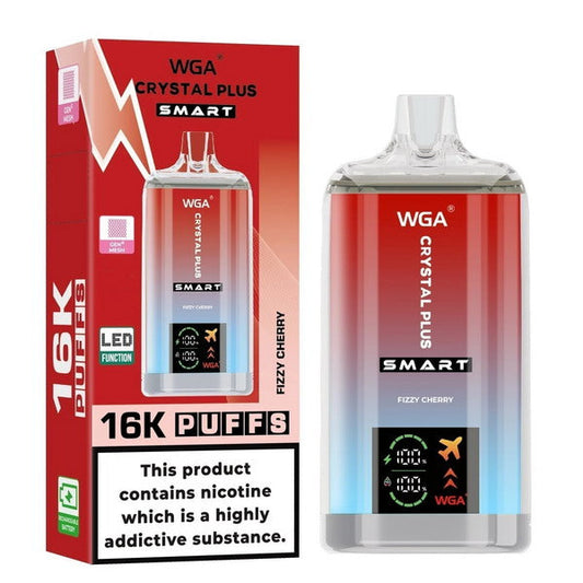WGA Crystal Plus Smart 16000 Vape Rechargeable-650mAh Battery, Multiple Nicotine 12 Flavors
