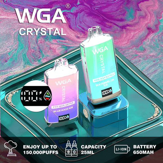 WGA Crystal Pro Max Extra 15K (15000) Puffs | Dive into a Flavorful Vaping Adventure-650mAh Battery, 20ml E-liquid, Multiple Nicotine 31 Flavors