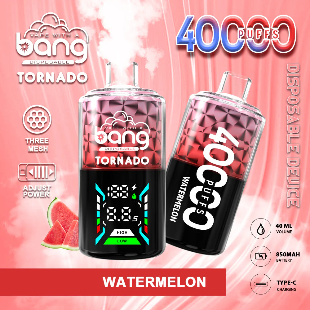 Bang Tornado 40000 Puffs Disposable Vape – 850mAh Battery, 40ml E-liquid, Multiple Nicotine 12 Flavors