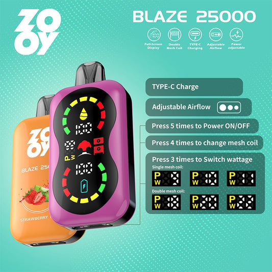 Zooy Blaze 25000 Puff 25k Disposable Vape Electronic Cigarette – Zooy 25000