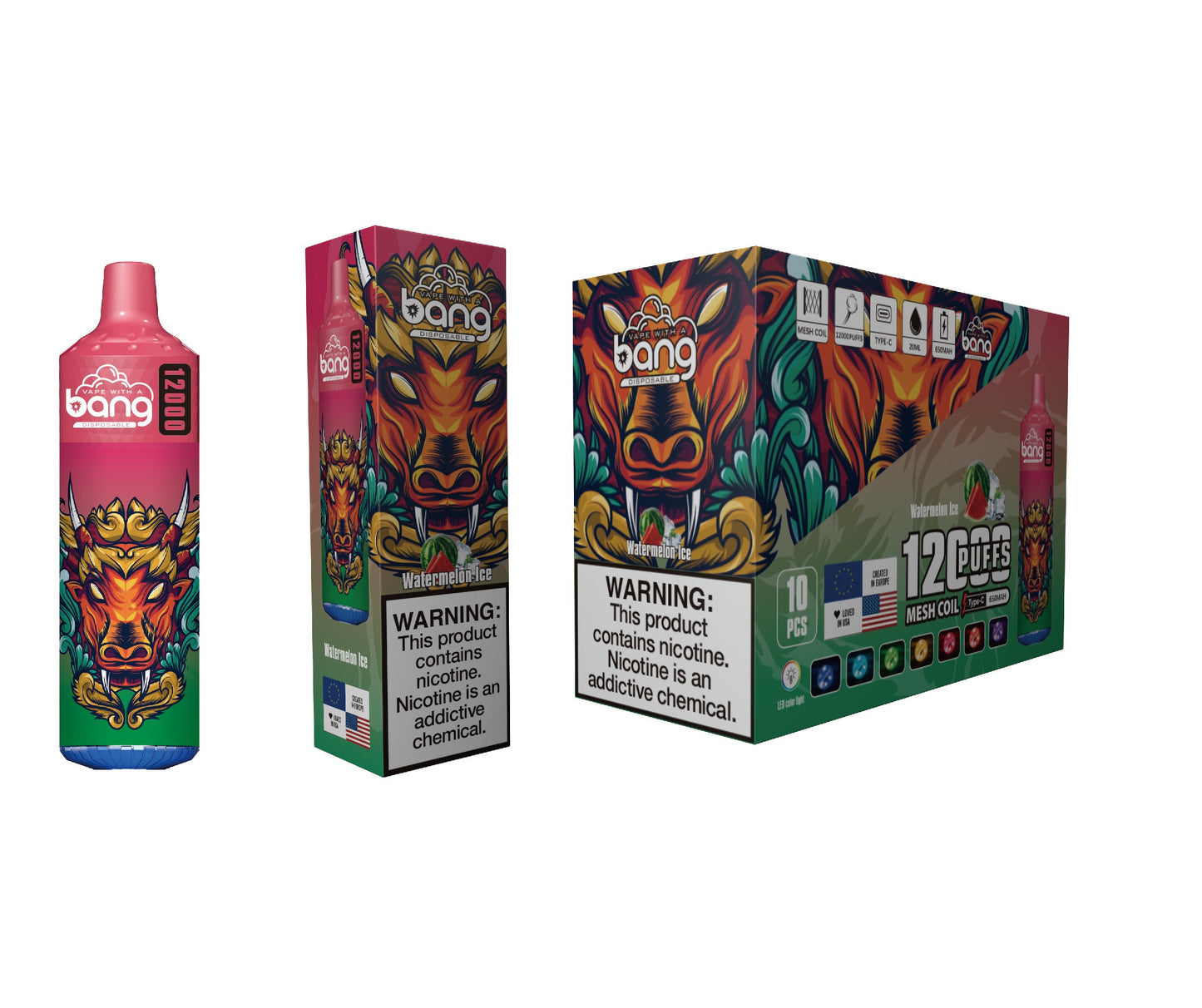 Bang King 12000 Puffs Disposable 650mAh 20ml Vape E Cigarettes Puff 12k Prefilled Pod