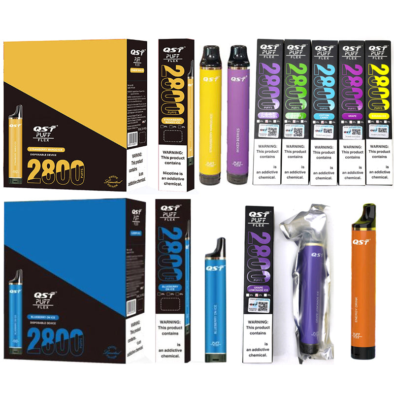 QST Puff Flex 2800 Puffs Vape Disposable Wholesale Electronic Cigarettes 0% 2% 3% 5% 8 ml Pod 850mah Battery Pen Minimum Order 100pcs