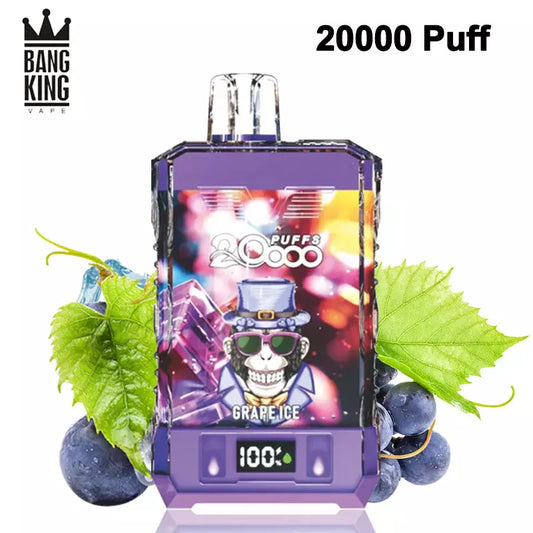 Bang King Vape 20000 Puffs 20k Digital Electronic Cigarette 0% 2% 5%-650mAh Battery, 25ml E-liquid, Multiple Nicotine 12 Flavors
