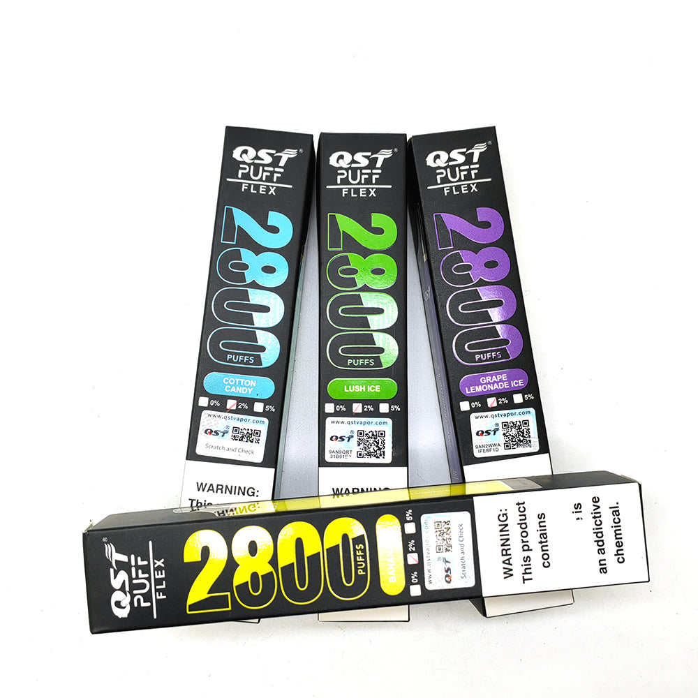 QST Puff Flex 2800 Puffs Vape Disposable Wholesale Electronic Cigarettes 0% 2% 3% 5% 8 ml Pod 850mah Battery Pen Minimum Order 100pcs