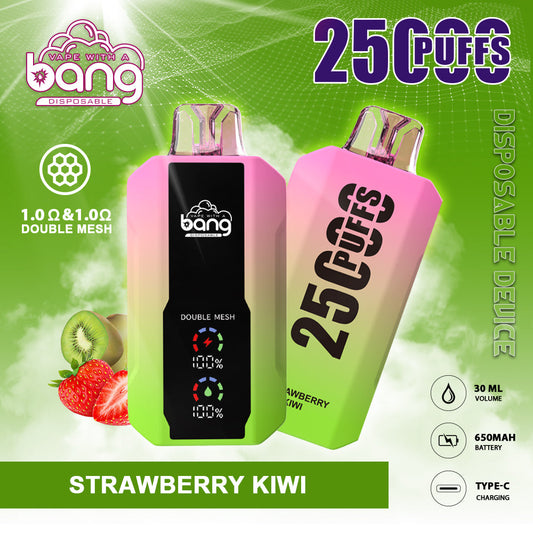 Bang 25000 Puffs Smart Full Screen Turn Ice Wholesale Disposable Vape E Cigarette Puff 25k Prefilled Pod-850mAh Battery, 30ml E-liquid, Multiple Nicotine 16 Flavors