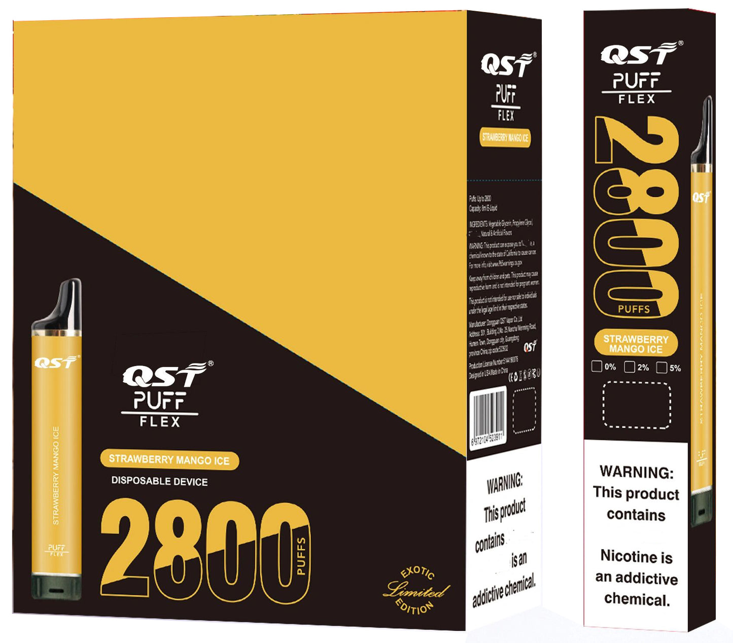 QST Puff Flex 2800 Puffs Vape Disposable Wholesale Electronic Cigarettes 0% 2% 3% 5% 8 ml Pod 850mah Battery Pen Minimum Order 100pcs
