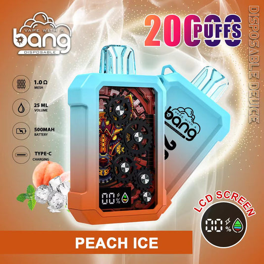 Bang 20000 Puffs 20K Smart Full Screen Turn Ice Wholesale Disposable Vape Puff 36k Prefilled Pod-500mAh Battery, 25ml E-liquid, Multiple Nicotine 12 Flavors