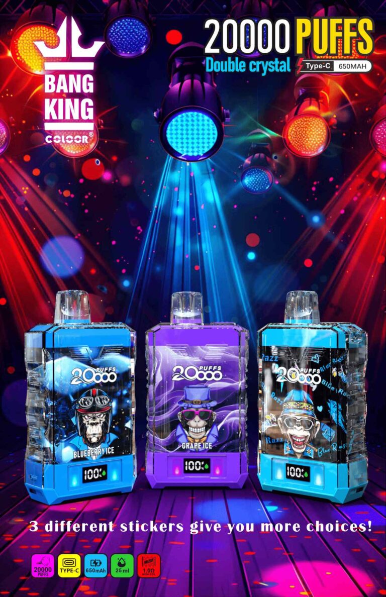 Bang King Box Double Crystal 20000 Puff 20k Display Screen Disposable Electronic Cigarette Vape