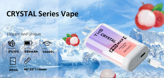 WGA Crystal Pro Max Plus 10000 Puffs Disposable Vape-550mAh Battery, 25ml E-liquid, Multiple Nicotine 10 Flavors