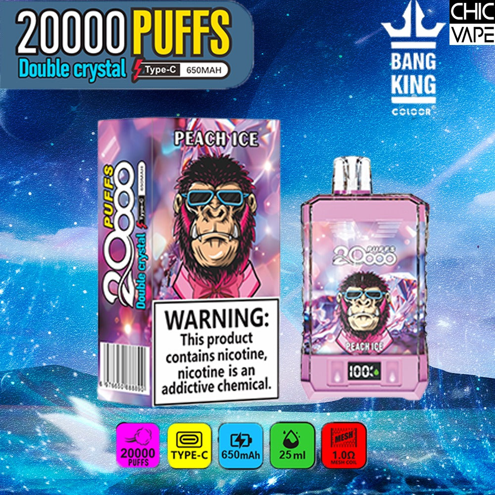 Bang King Double Crystal 20000 Puffs VapeBang King Double Crystal 20000 Puffs Vape 20K Disposable Vape Pen E Cigarette Prefilled 25ml 650mAh