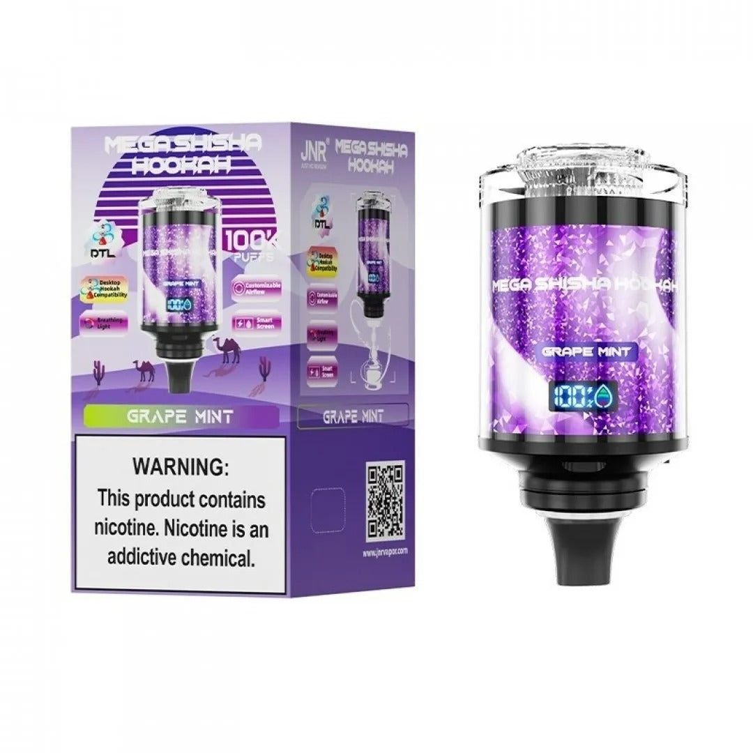 JNR Mega Shisha Hookah 100000 Puffs 100K Disposable Vape Pen E Cigarette Prefilled 60ml 2200mAh