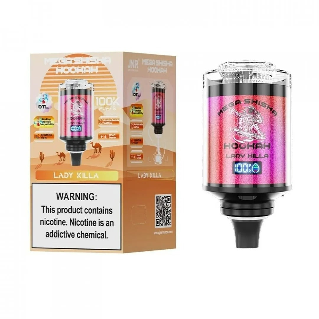 JNR Mega Shisha Hookah 100000 Puffs 100K Disposable Vape Pen E Cigarette Prefilled 60ml 2200mAh