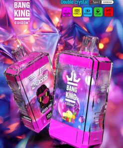 Bang King Box Double Crystal 20000 Puff 20k Display Screen Disposable Electronic Cigarette Vape-850mAh Battery, 40ml E-liquid, Multiple Nicotine 12 Flavors