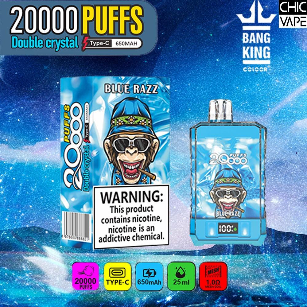 Bang King Double Crystal 20000 Puffs VapeBang King Double Crystal 20000 Puffs Vape 20K Disposable Vape Pen E Cigarette Prefilled 25ml 650mAh