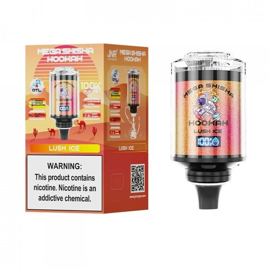 JNR Mega Shisha Hookah 100000 Puffs 100K Disposable Vape Pen E Cigarette Prefilled 60ml 2200mAh