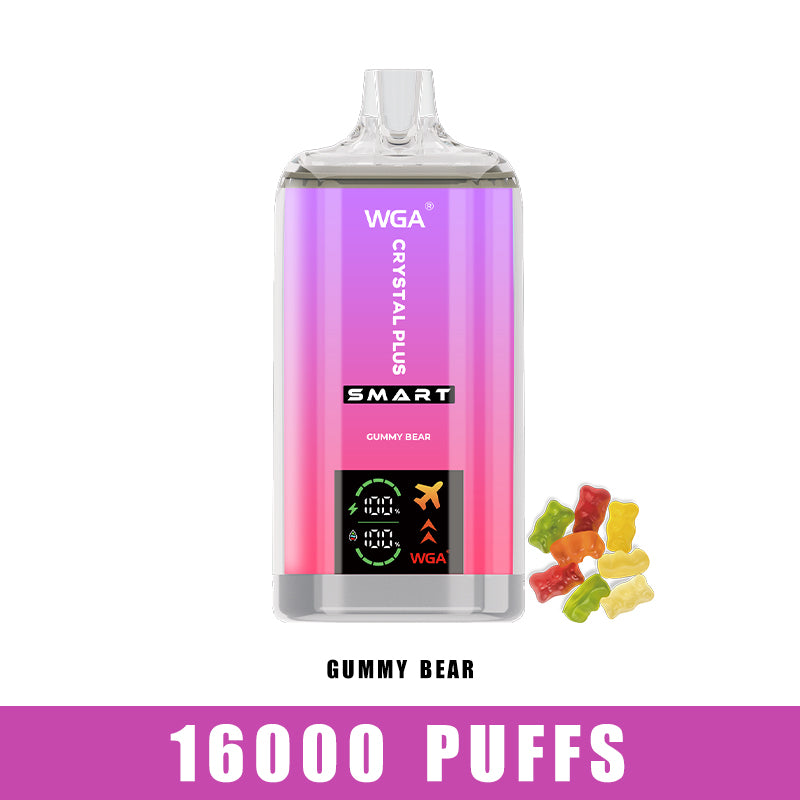 WGA Crystal Plus 16000 Puffs Disposable Vape-650mAh Battery, 27ml E-liquid, Multiple Nicotine 20 Flavors