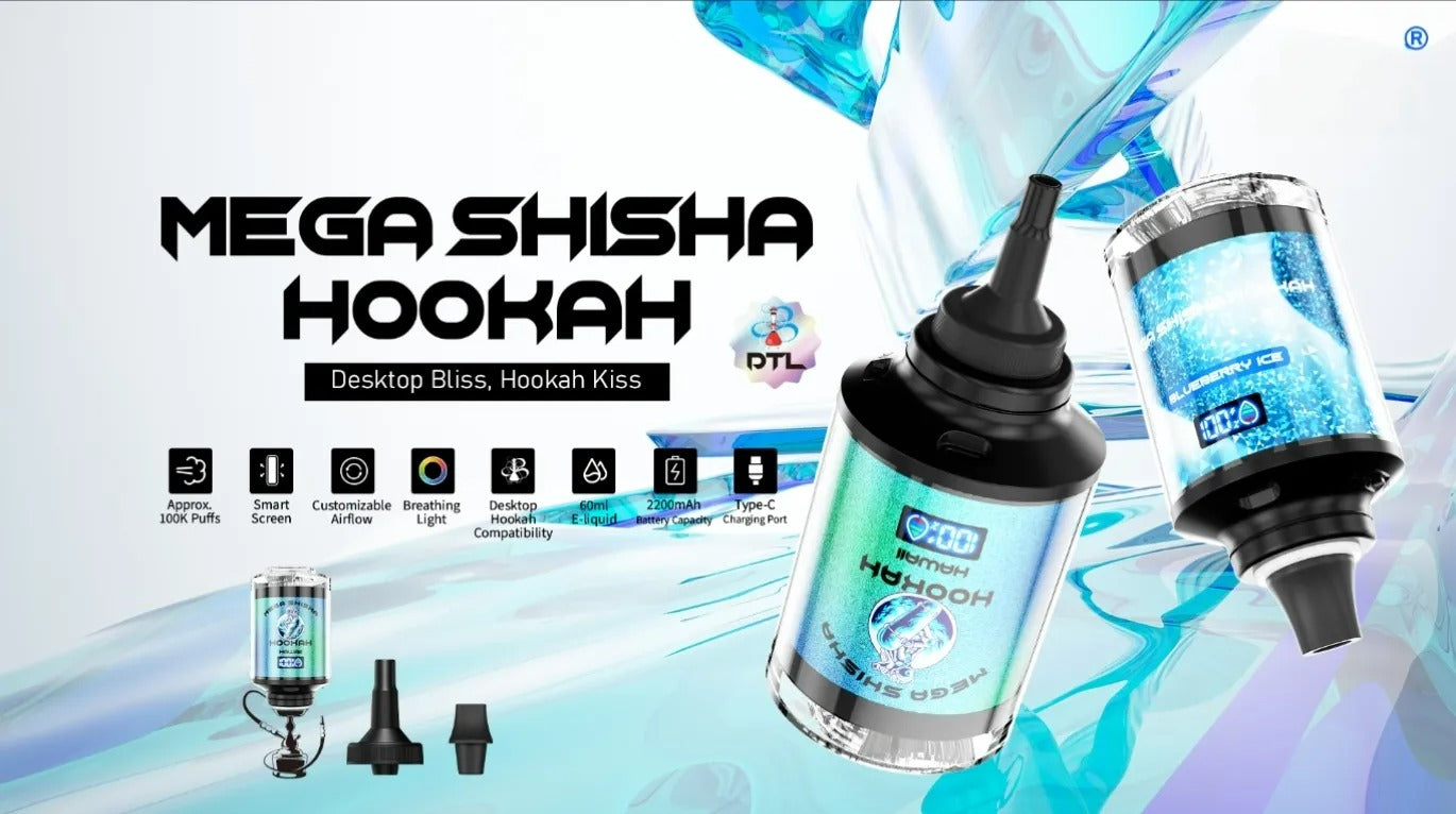 JNR Mega Shisha Hookah 100000 Puffs 100K Disposable Vape Pen E Cigarette Prefilled 60ml 2200mAh