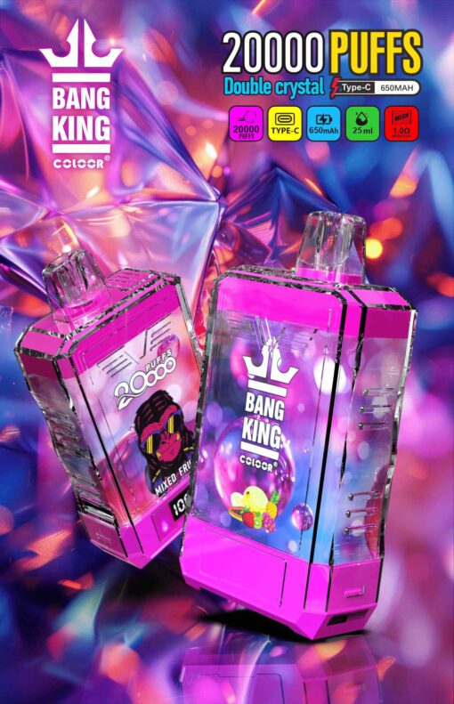Bang King Box Double Crystal 20000 Puff 20k Display Screen Disposable Electronic Cigarette Vape