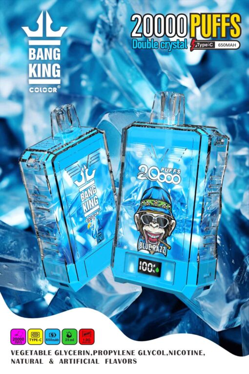Bang King Box Double Crystal 20000 Puff 20k Display Screen Disposable Electronic Cigarette Vape