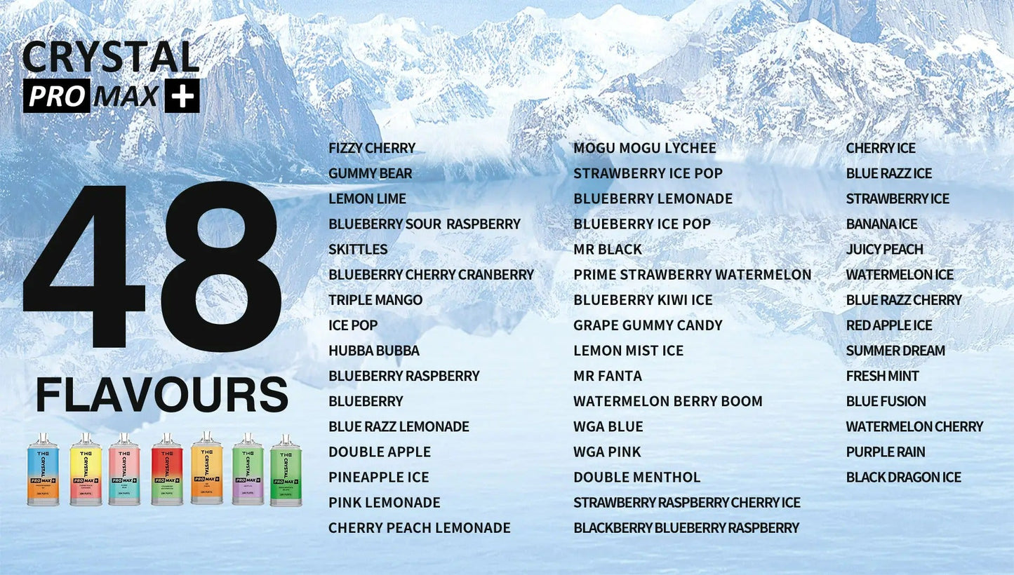 WGA Crystal Pro Max Plus 10000 Puffs Disposable Vape-550mAh Battery, 25ml E-liquid, Multiple Nicotine 10 Flavors